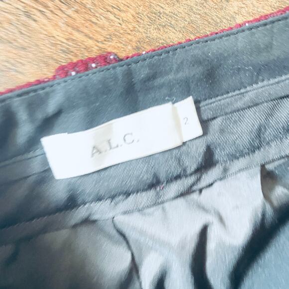 ALC Micro Dot Trousers 2 Pants Burgundy Red Maroon Academia Career A.L.C. Prep - Picture 4 of 6